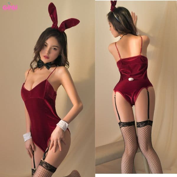 Đồ ngủ sexy cosplay cô gái thỏ đỏ gợi cảm,đồ liền thân quyến rũ